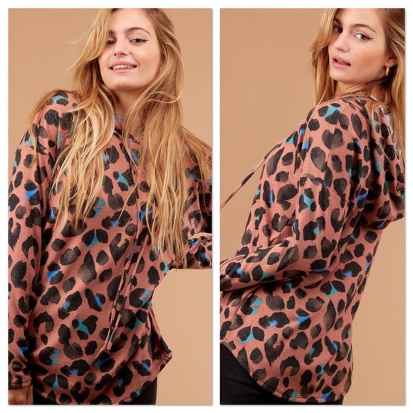 🐾✨Mauve Animal Print Hoodie BNWT - Picture 1 of 2